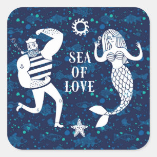 Pegatina Cuadrada Mar del poster del amor