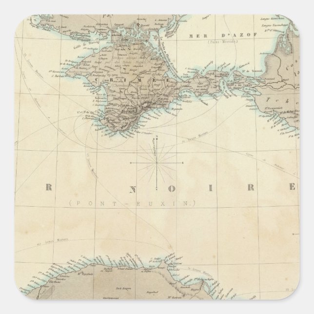 Pegatina Cuadrada Mar Negro (Anverso)