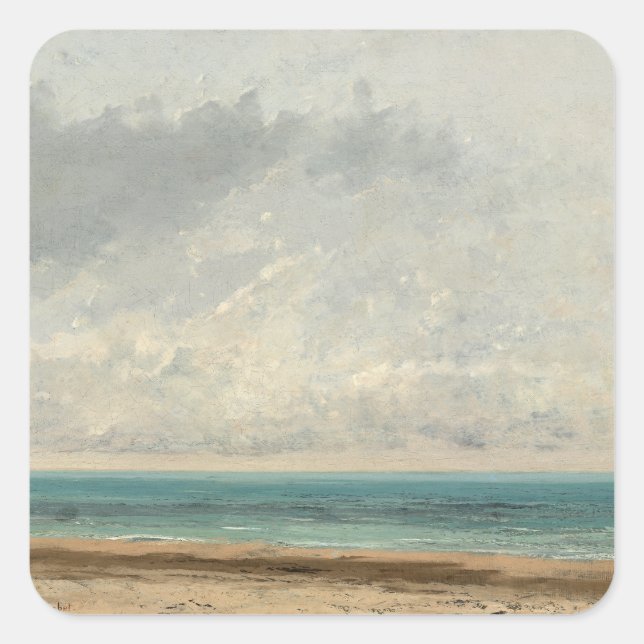 Pegatina Cuadrada Mar tranquilo - Gustave Courbet (Anverso)