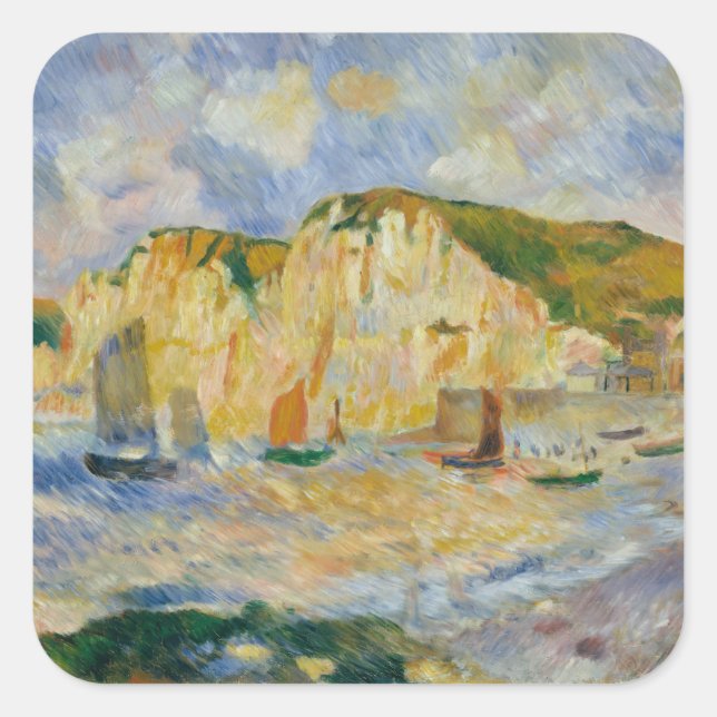 Pegatina Cuadrada Mar y acantilados (Anverso)