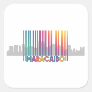 Pegatina Cuadrada Maracaibo City Barcode Art Latin Pride
