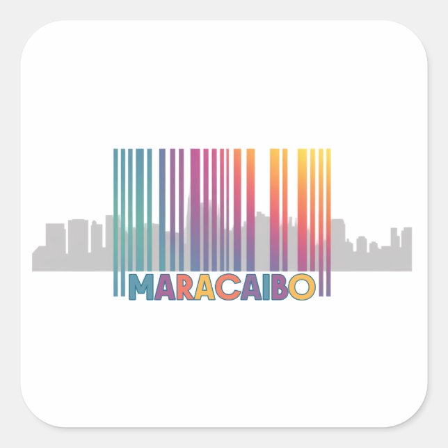 Pegatina Cuadrada Maracaibo City Barcode Art Latin Pride (Anverso)