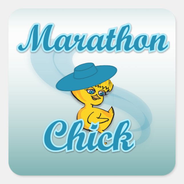 Pegatina Cuadrada Marathon Chick #3 (Anverso)