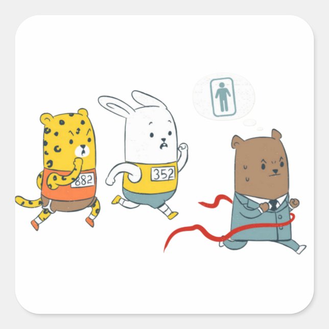 Pegatina Cuadrada Maratón de baño (Anverso)