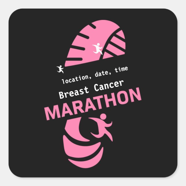 Pegatina Cuadrada Maratón de caridad promocional mercadería T (Anverso)