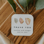 Pegatina Cuadrada Maravillas acuáticas náuticas Gracias Pegatinas<br><div class="desc">Hermosos pegatinas náuticos para agradecerte de forma moderna. Con conchas acuáticas pintadas a mano.</div>