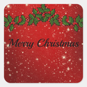 Pegatina Cuadrada Maravillosos Navidades de Red Sparkly