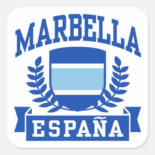 Pegatina Cuadrada Marbella Espana (Anverso)