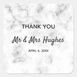 Pegatina Cuadrada Marble elegante boda gracias