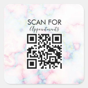 Pegatina Cuadrada Marble Nail Salon Nombramientos Código QR