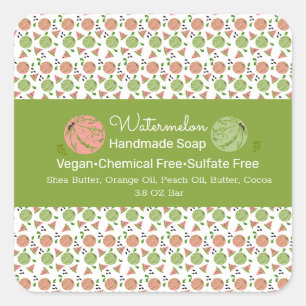 Pegatina Cuadrada Marca de baño de manteca del patrón de fruta de la