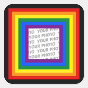 Pegatina Cuadrada MARCA DE MARCA DE MARCA DE RAINBOW + su signo o im