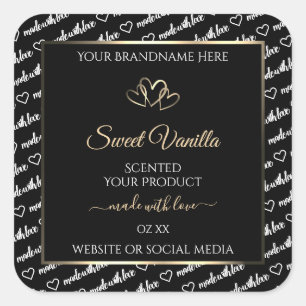 Pegatina Cuadrada Marca de producto Black White Word para nube marco