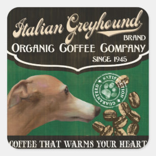 Pegatina Cuadrada Marca Greyhound italiana - Empresa de café orgánic