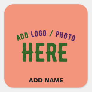 PEGATINA CUADRADA MARCA VERIFICADA PERSONALIZADO CORAL NARANJA ESTIL