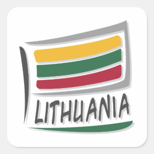 Pegatina Cuadrada Marca X del orgullo de Lituania