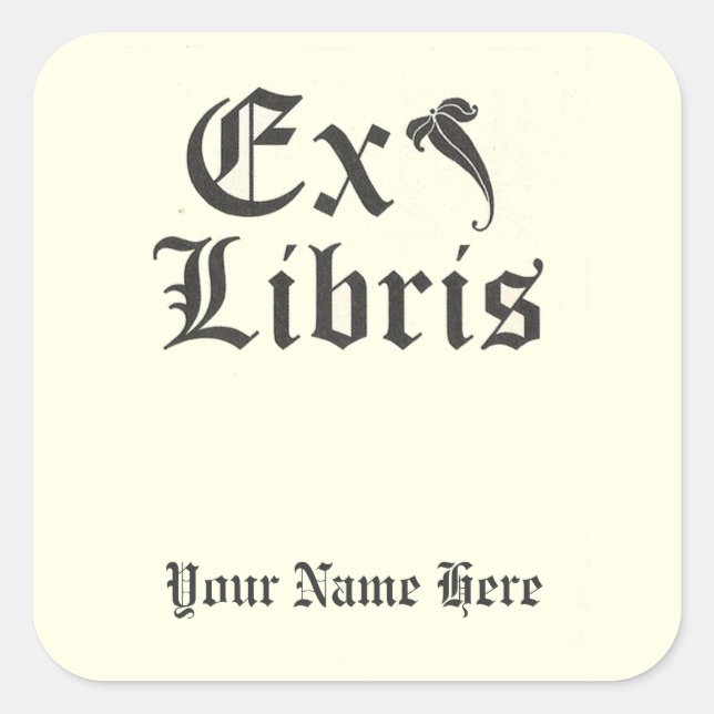 Pegatina Cuadrada Marcador clásico ex-lubris (Anverso)