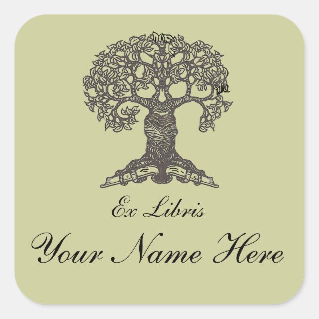 Pegatina Cuadrada Marcador de árbol de lectura - cuadrado (Anverso)