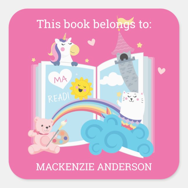 Pegatina Cuadrada Marcador de Chica caprichoso (Anverso)