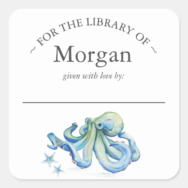 Pegatina Cuadrada Marcador de color azul de octoplo (Anverso)