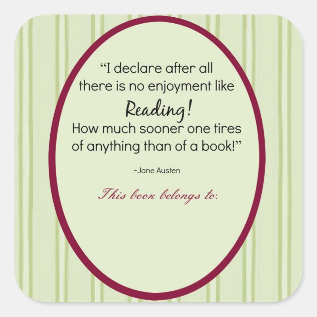 Pegatina Cuadrada Marcador personalizado de Jane Austen (Anverso)