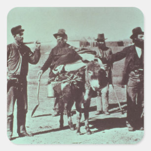 Pegatina Cuadrada Marcadores de oro norteamericanos, c.1849 (foto de