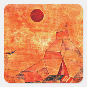 Pegatina Cuadrada Marchen, pintura colorida de Paul Klee