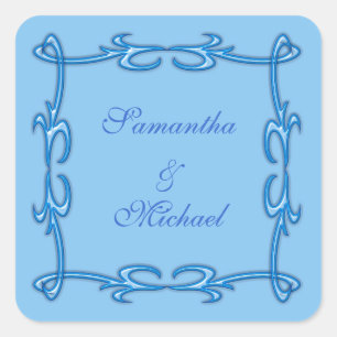 Pegatina Cuadrada Marco azul