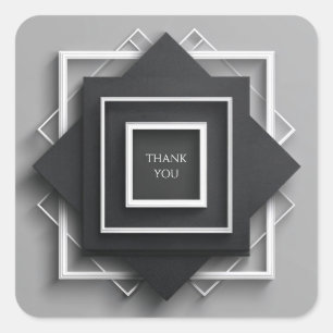 Pegatina Cuadrada Marco blanco y negro mate elegante moderna Boda