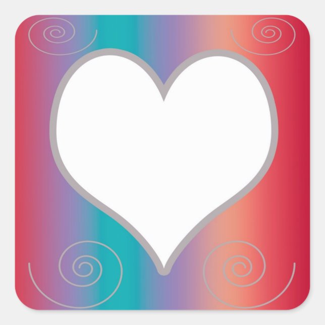 Pegatina Cuadrada Marco cardíaco (Anverso)