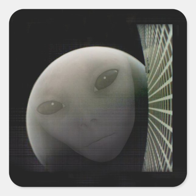 Pegatina Cuadrada MarCO CubeSat Alien Mars Adiós (Anverso)