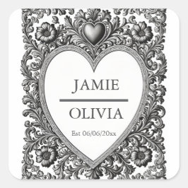 Pegatina Cuadrada Marco de desplazamiento victoriano personalizado -