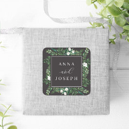 Pegatina Cuadrada Marco de efecto invernadero | Boda botánico acuare