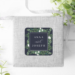 Pegatina Cuadrada Marco de efecto invernadero | Boda botánico acuare