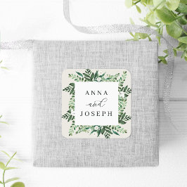 Pegatina Cuadrada Marco de efecto invernadero | Boda botánico acuare