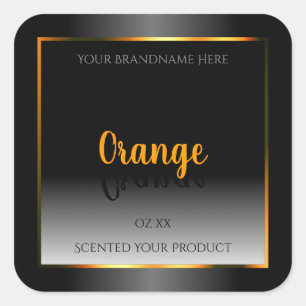 Pegatina Cuadrada Marco de Naranja de etiquetas de producto blanco n