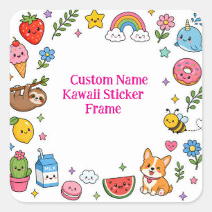 Pegatina Cuadrada Marco de Sticker Personalizado Kawaii