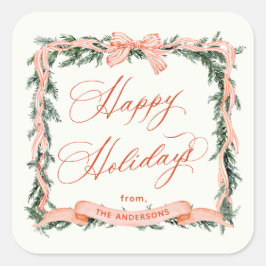 Pegatina Cuadrada Marco feriado de GARLAND para navidades