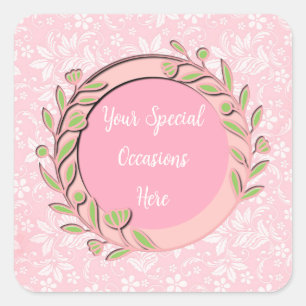 Pegatina Cuadrada Marco Floral Elegante: para cualquier ocasión