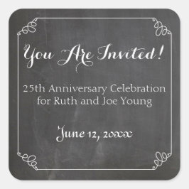 Pegatina Cuadrada Marco floreciente de cartón, aniversario