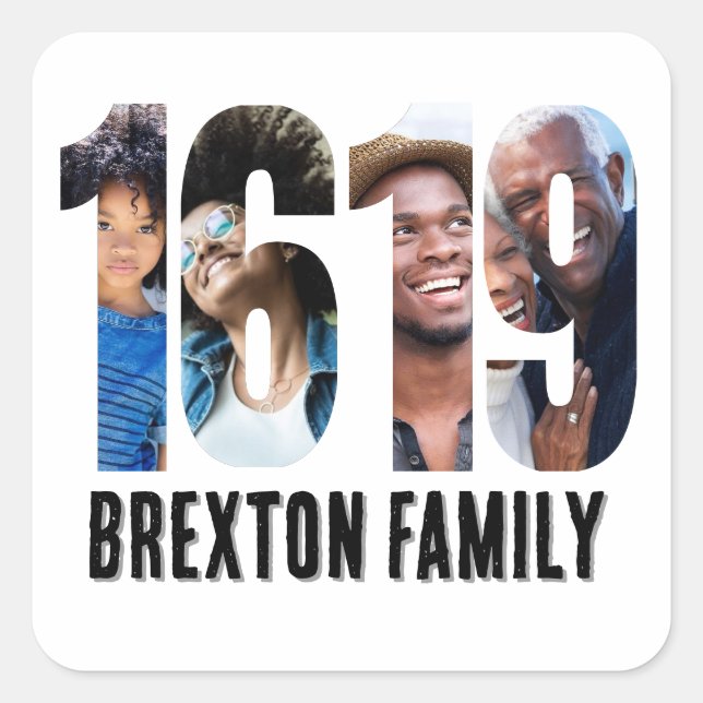 Pegatina Cuadrada Marco fotográfico personalizado de Black History M (Anverso)