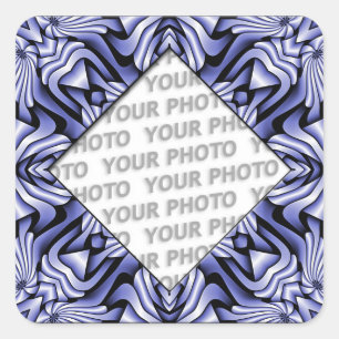 Pegatina Cuadrada Marco KaleidoscopeART - azul + tu foto