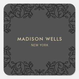 Pegatina Cuadrada Marco ordenado negro de Moda elegante