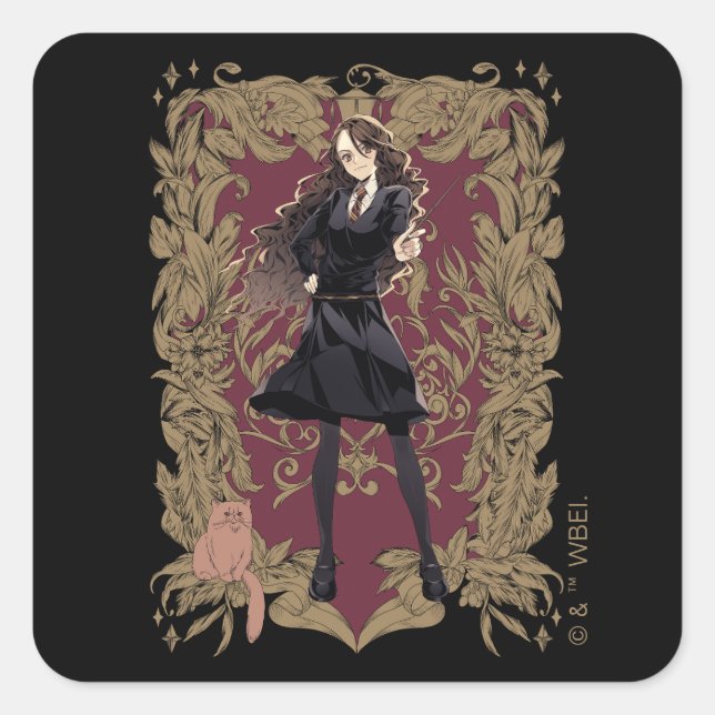 Pegatina Cuadrada Marco Ornate Anime Hermione Granger (Anverso)