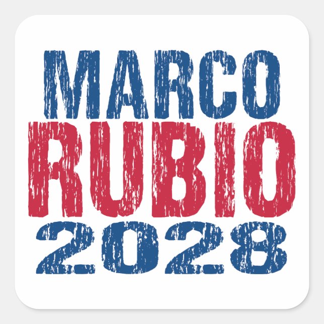 Pegatina Cuadrada Marco Rubio 2028 (dis) (Anverso)