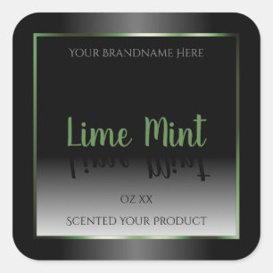 Pegatina Cuadrada Marco verde de etiquetas de productos en blanco y