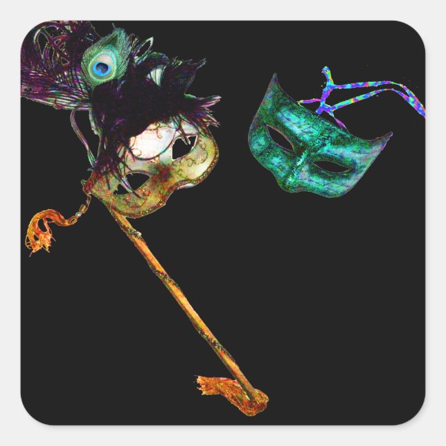 PEGATINA CUADRADA MARDI GRAS MASQUERADE (Anverso)