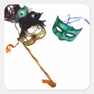 PEGATINA CUADRADA MARDI GRAS MASQUERADE