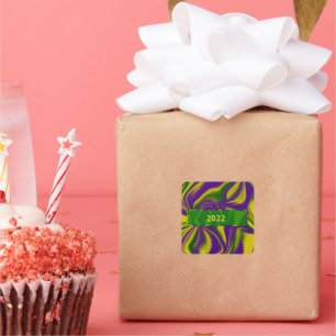 Pegatina Cuadrada Mardi Gras Swirls
