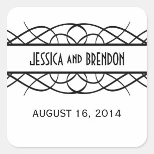 Pegatina Cuadrada Marfil Deco Flourish Wedding Stickers